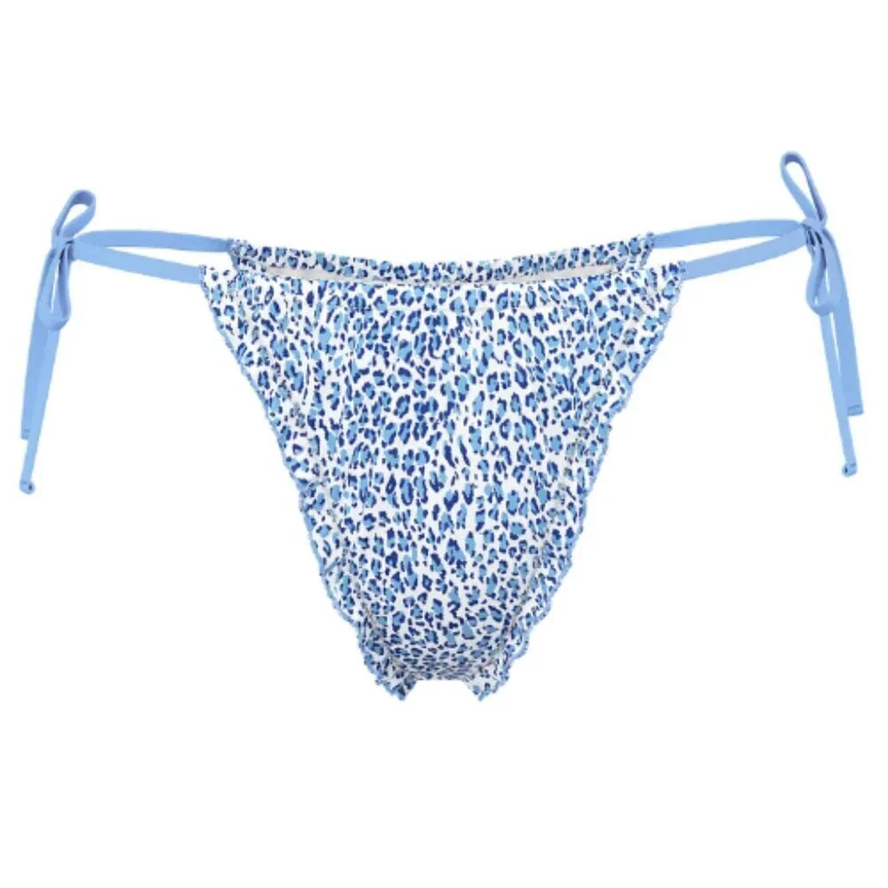 New! Frankie's Bikinis x PINK Blue Reign Thong Bikini Bottom M 1534